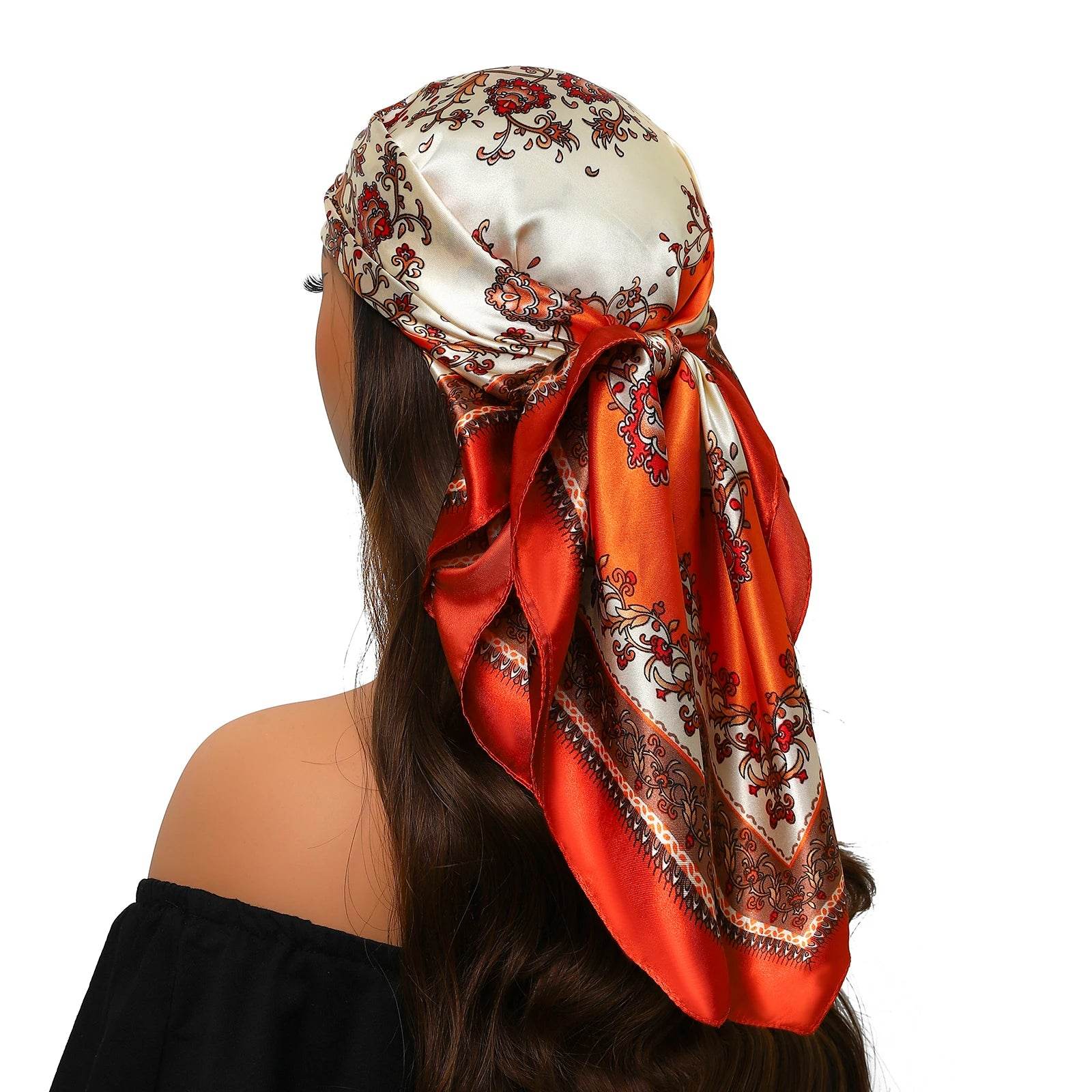 Head Scarf Women Luxury Brand Square 90*90cm Silk Foulard Satin Bandana Cheveux Soft Neckerchief Hijab Hair Scarves For Ladies - AIAZ