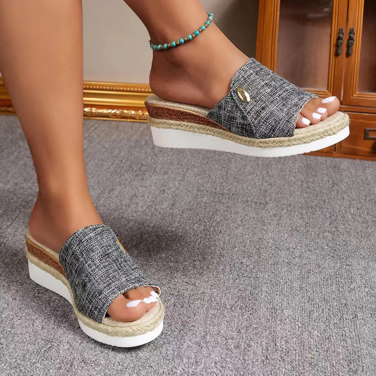 Wedge Heel Slippers Women Summer Shoes Women's Sandals Casual Indoor Outdoor Slipper Sandals for Beach Zapatos Mujer Slippers