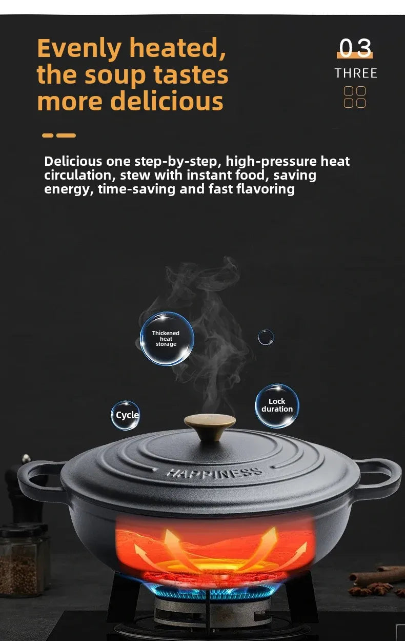 Rushed 30cm Kitchen for Queen's Pot Enamel Cast Iron Multi Functional Non Stick Stewed Pork and Chicken Soup Household Cookware
