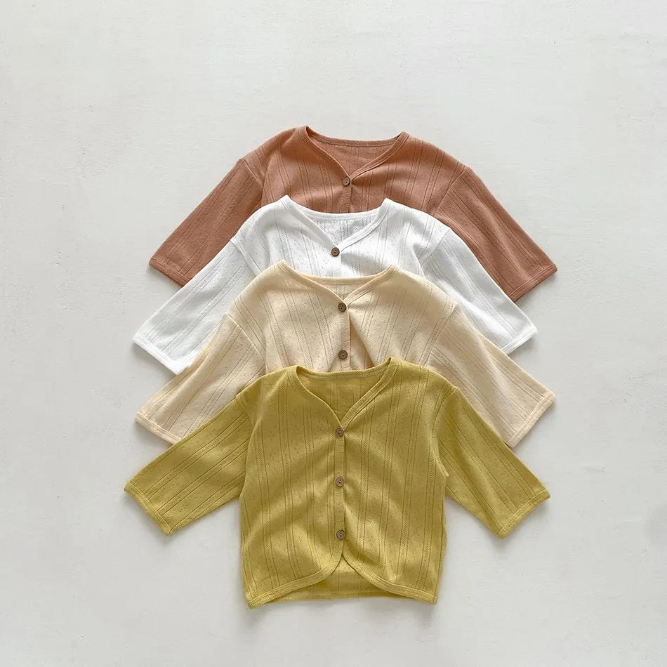 Kids Clothes Toddler Summer Jacket Infant Korean Casual Tops Boys Girls Lightweight Long Sleeve Outerwear Solid Color Cardigan