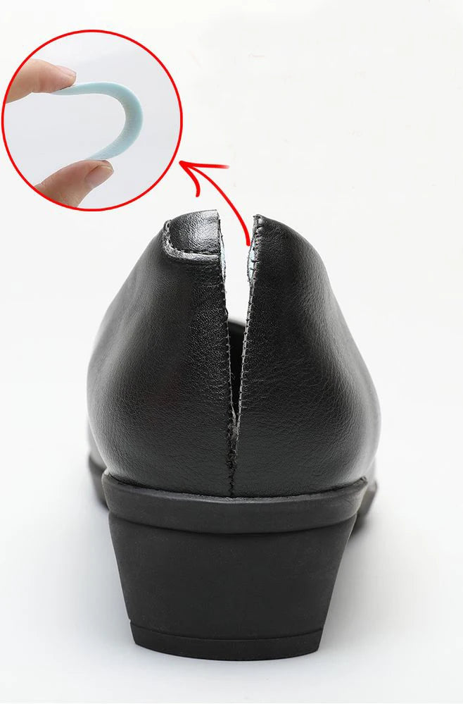 GKTINOO Black Leather Women's Work Shoes Pumps Thick Heels Round Head Shoes Soft Sole Professional Non-slip Hotel Work Shoes