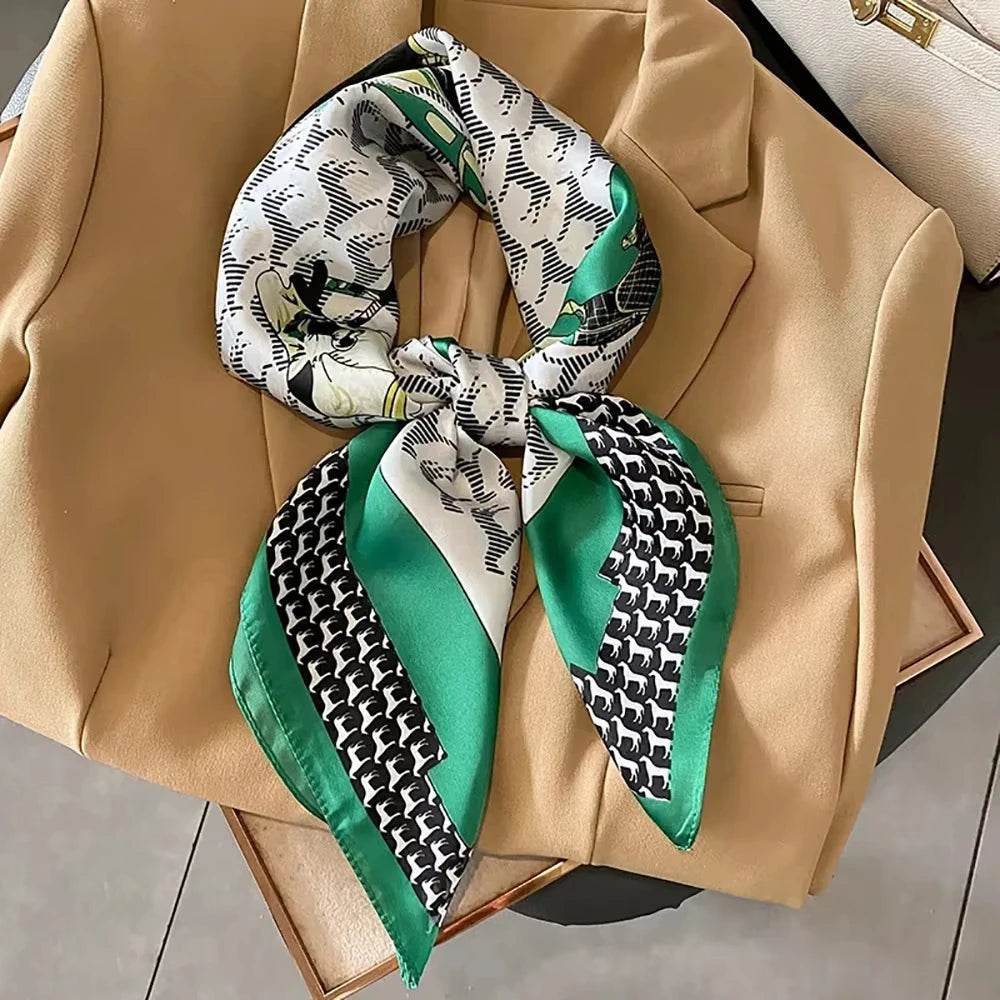 Luxury Silk Shawl Square Scarf for Women Satin Fashion Wraps Neckerchief Female Hair Bands Ribbon Headband Bandana 70X70CM - AIAZ