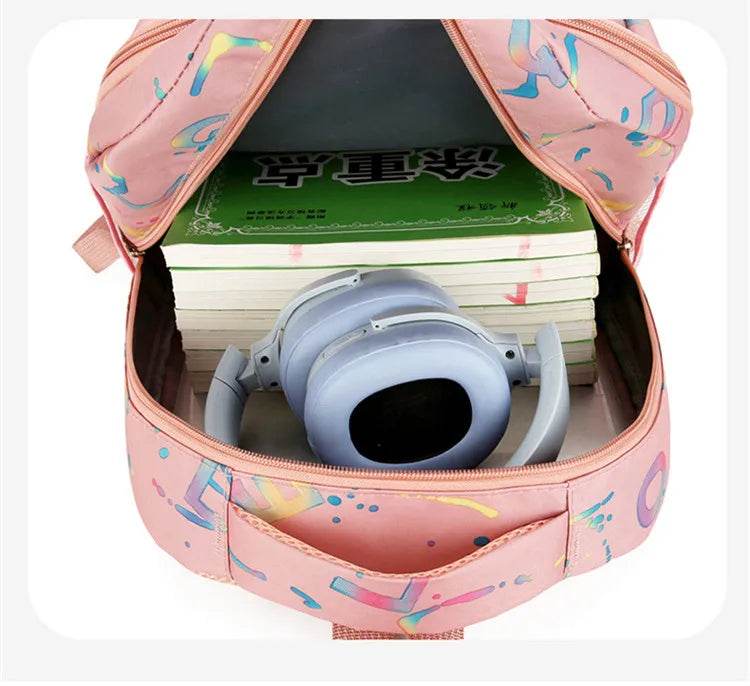 Three piece set of large capacity school backpack versatile letter printed casual backpacks junior high school student schoolbag - AIAZ