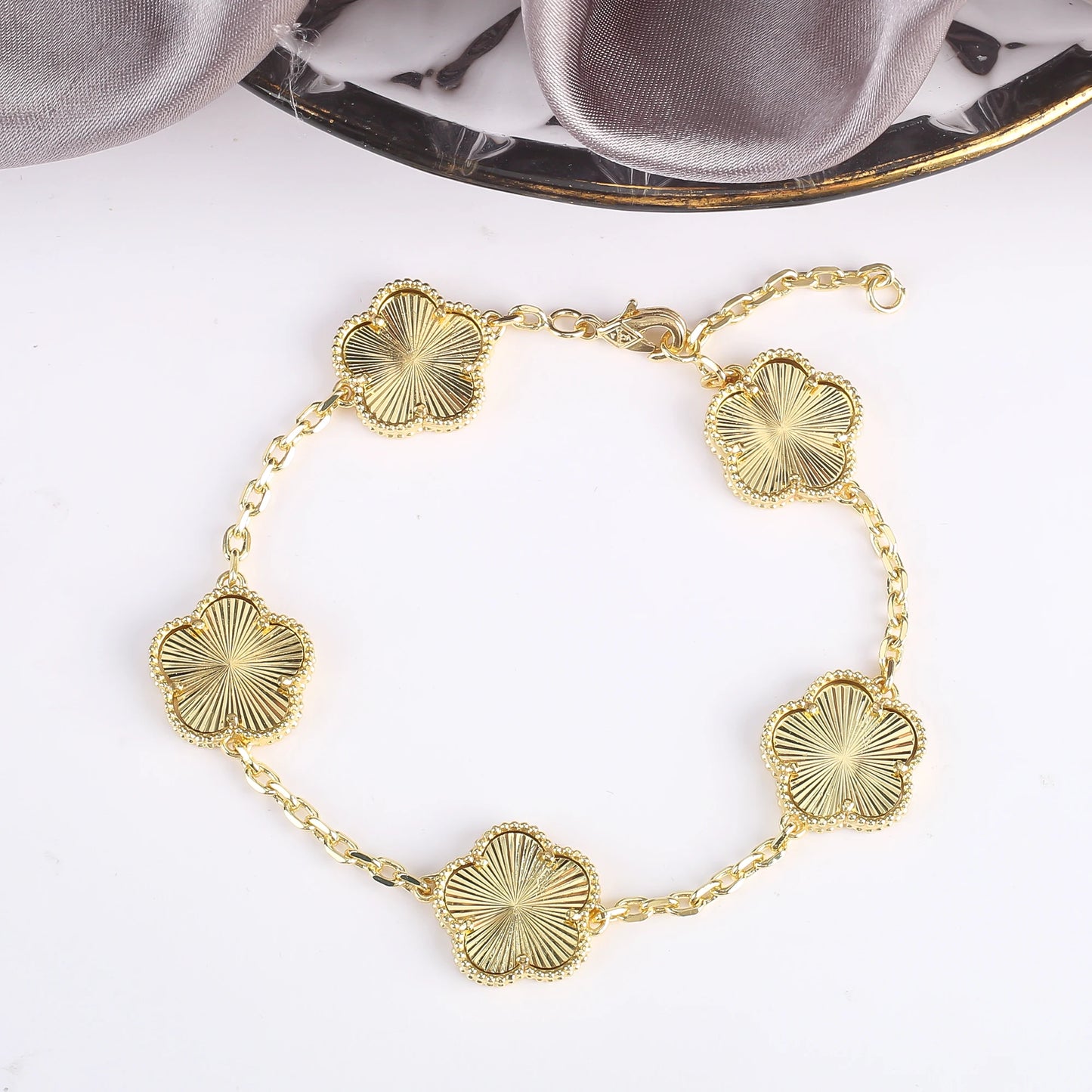 Hot Sale 11 Color Natural Stone Five Leaf Flower Plant Adjustable Bracelet Classic for Woman Fashion Party Jewelry Gift Clover
