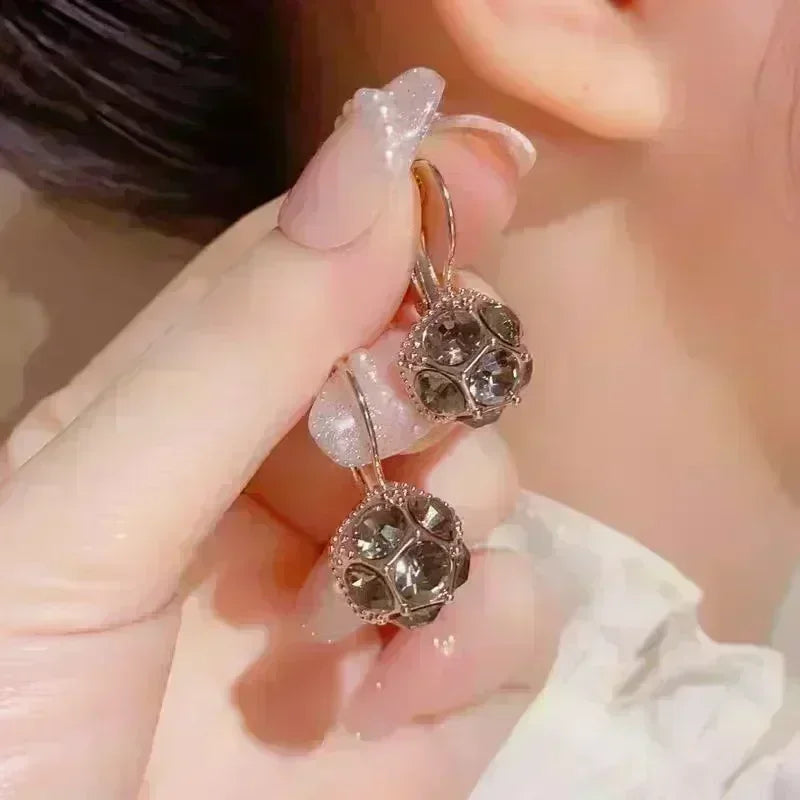 Exquisite Blue Drop-shaped Crystal Pendant Earrings For Women Fashion Personalized Daily Accessories Party Jewelry Birthday Gift