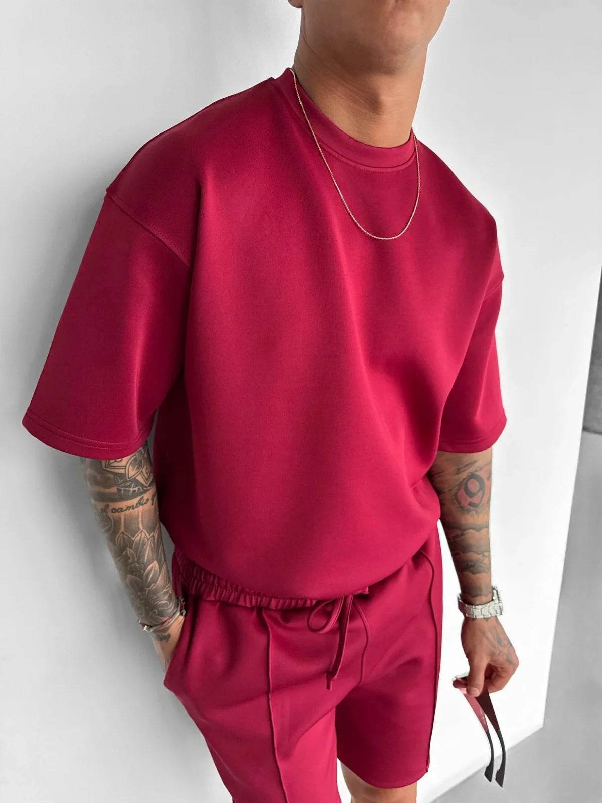 Men 2025 summer fashion sports design sense simple casual solid color quick drying short-sleeved T-shirt trend clothes - AIAZ