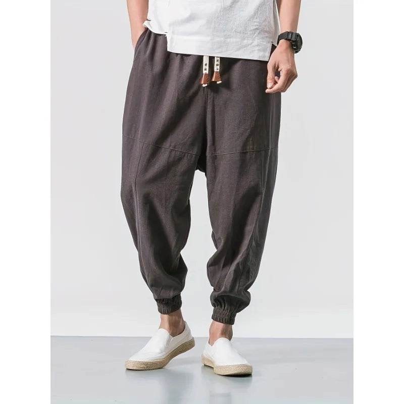New Men Pants Fashion Solid Color Cross-pants Loose Style Streetwear Male Harem Pants - AIAZ