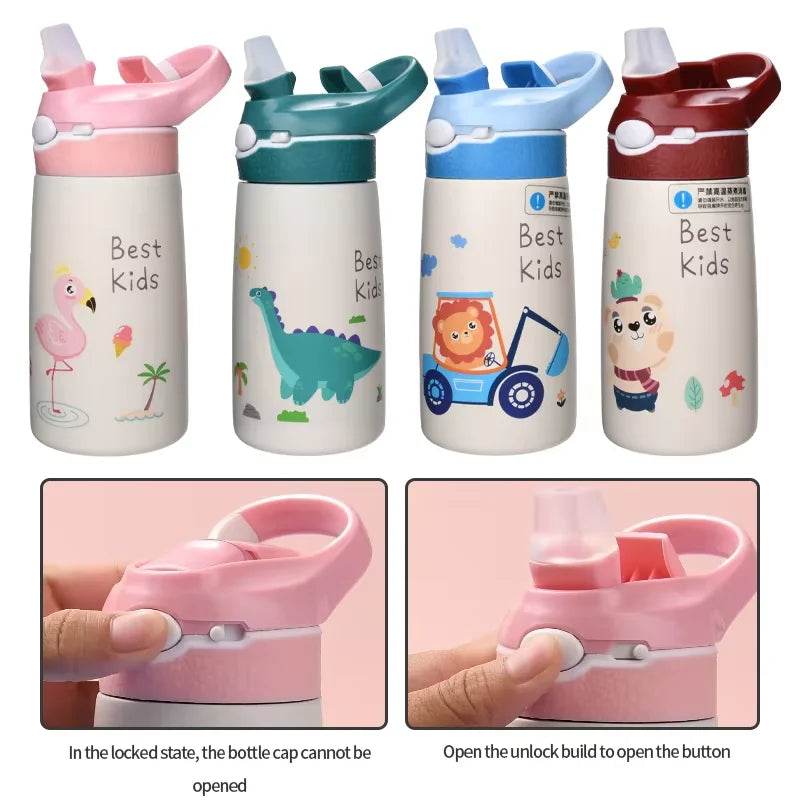 Kids Insulated 316 Stainless Steel Water Bottle with Straw, BPA-Free Sports Metal Water Bottle for Home, Office or Car, 14 OZ - AIAZ