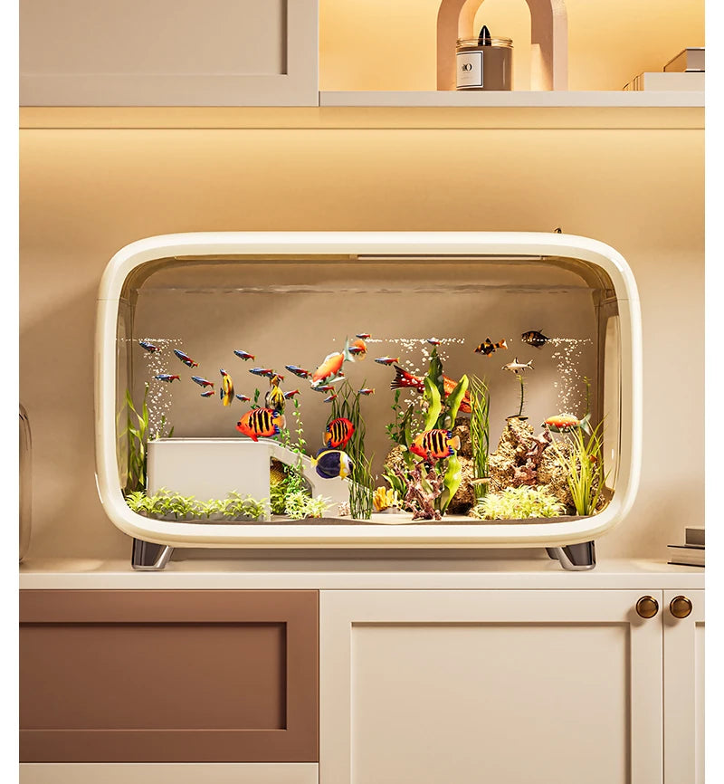 Creative Aquarium Fish Tank Ecological Landscape Set Integrated Filtration Oxygen Generation Machine Transparent Turtle Tank