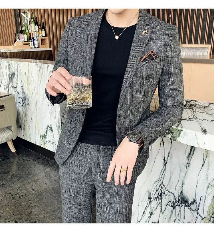 2025 Suit (Blazer+ Pants) Men's Fashion Hosts British Style Work Business Wedding Casual Art Style Elegant Gentleman Suit M-5XL - AIAZ