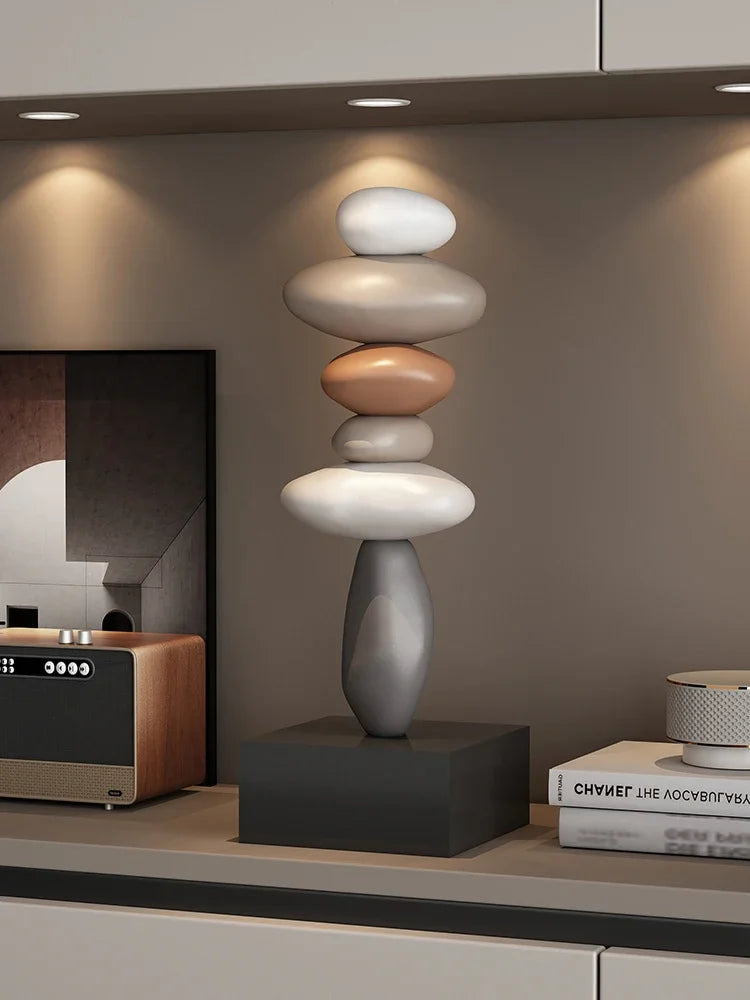 Modern Art Feng Shui Stone Resin Sculpture Wine Cabinet Decor Living Room Desktop Home Decoration Stone Statue Model Figurines