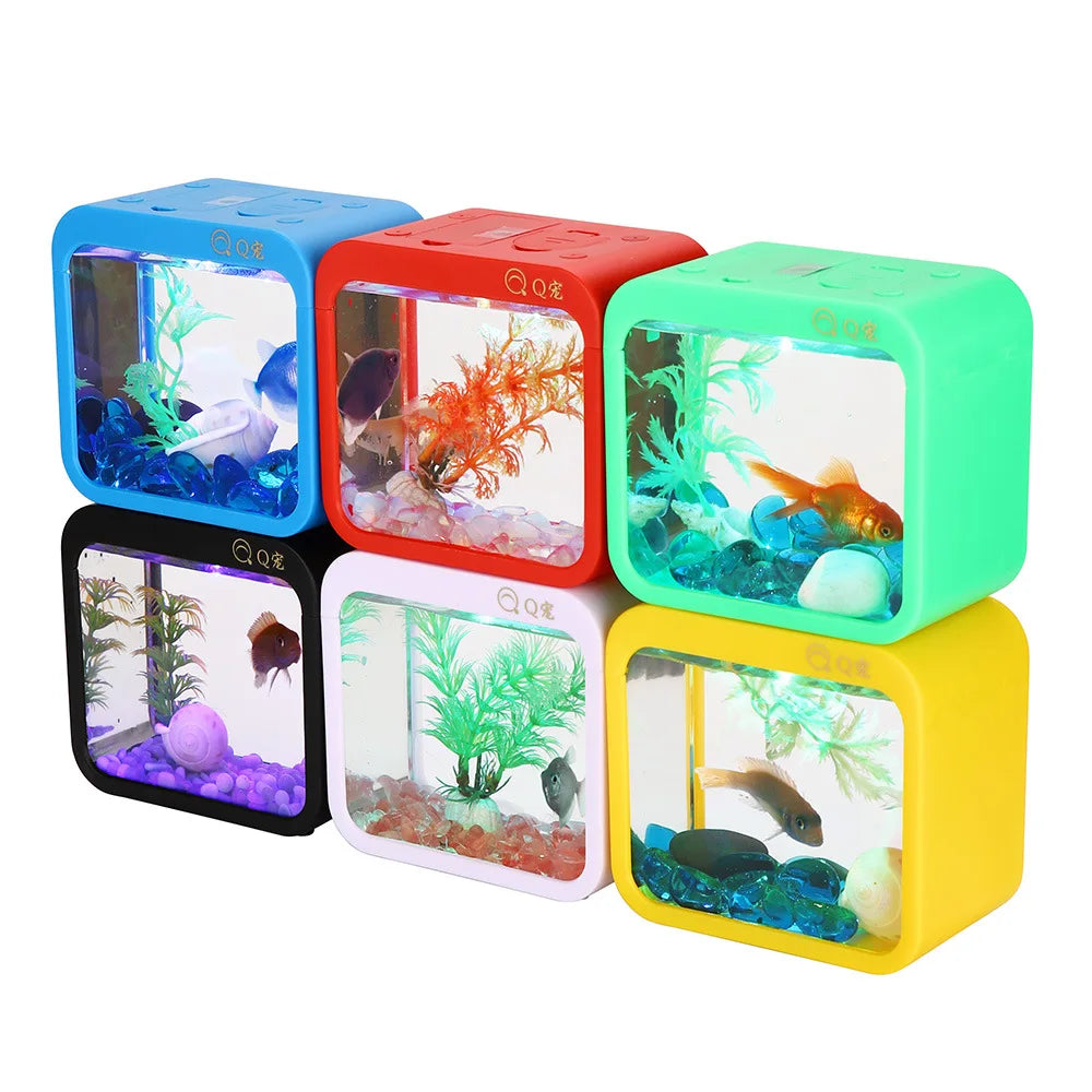 Creative aquarium LED decoration small aquarium fish tank betta transparent fish tank LED light goldfish small fish tank