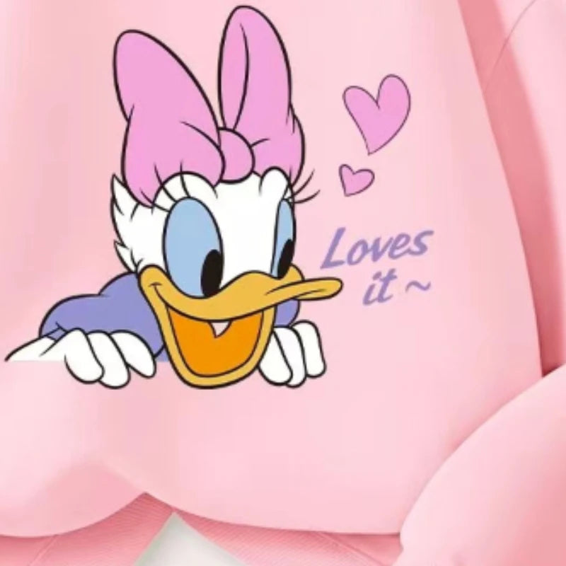 Autumn Baby Girl Clothes Set Children Disney Happy Daisy Printing Sweatshirt Top and Pants Bottom 2 Piece Suit Thin Tracksuit