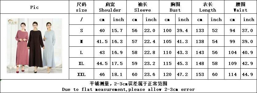 2025 Fashion Simple Muslim Dress Solid Abaya Arab Turkey Dubai Kaftan Modest Long Sleeve Maxi Dress Islamic Clothing LR593 - AIAZ