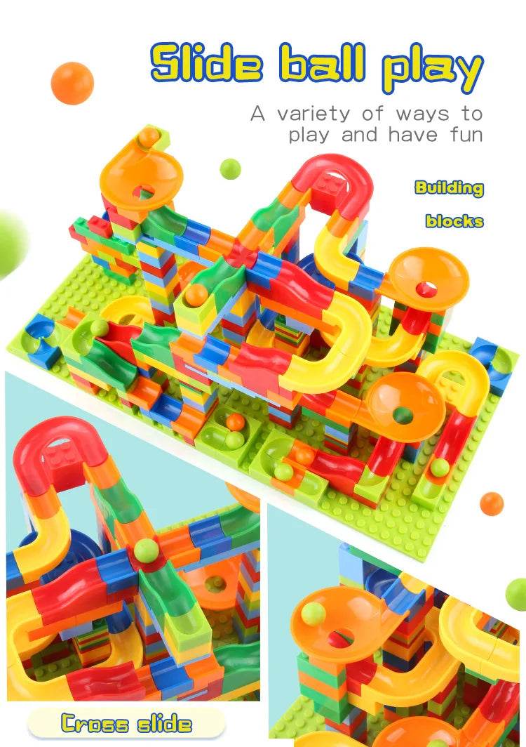 Marble Race Run Block Small Size Building Blocks Maze Ball Funnel Slide Blocks DIY Creative Bricks Assemble Toys Bulk Model Toys - AIAZ