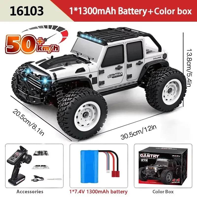 1:16 4WD RC Car 70KM/H Or 50KM/H With LED Remote Control Cars High Speed Drift Monster 4x4 Truck for Kids vs Wltoys 144001 Toys - AIAZ