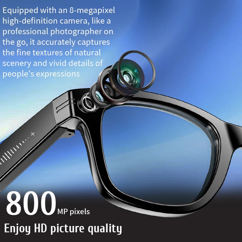 LIGE AI Smart Glasses With 800W HD Video Sport Sunglasses Bluetooth Call Voice Assistant Music Player Smart Glasse For Men Women