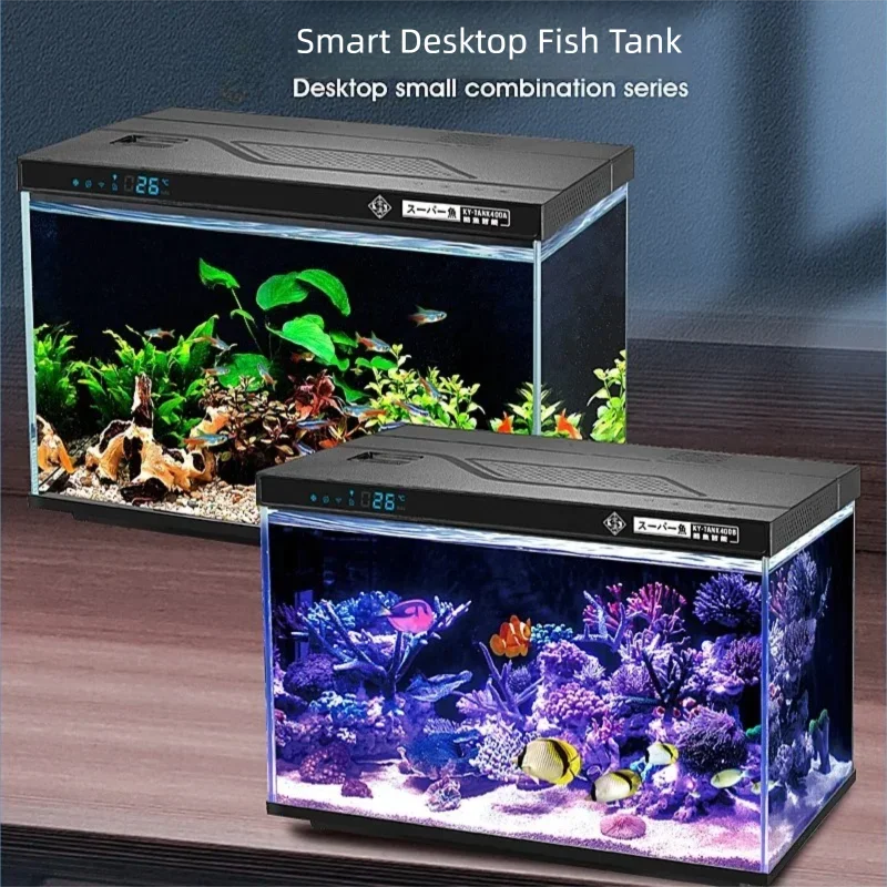 Cool Fish Aquarium Smart Desktop Fish Tank APP Touch Control Silent Air-Reduction Coral Reef for Marine Freshwater