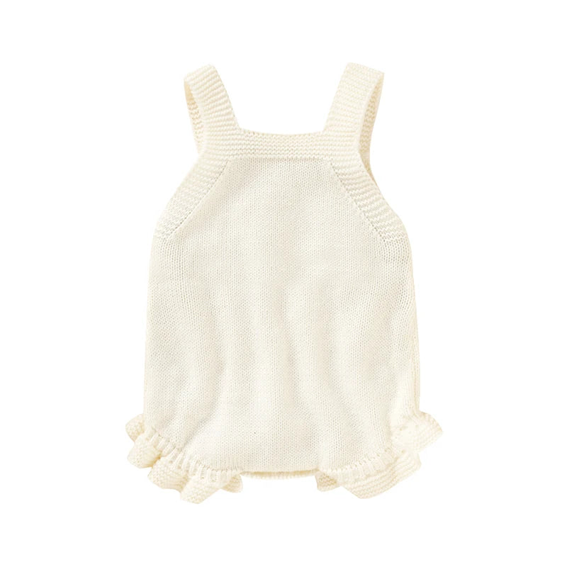 Knitted Acrylic Spaghetti Straps Sleeveless Baby Girls Summer Rompers Portable Infant Jumpsuit Toddler Bodysuit For 0-18 Months