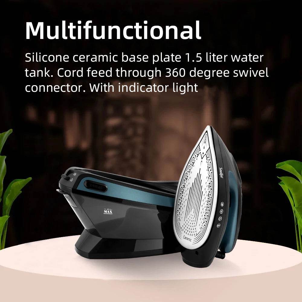 Sonifer Split Steam Iron with LCD Display 2400W Fast heating1.5L Large Individual Water Tank 3 Steam Adjustment - AIAZ