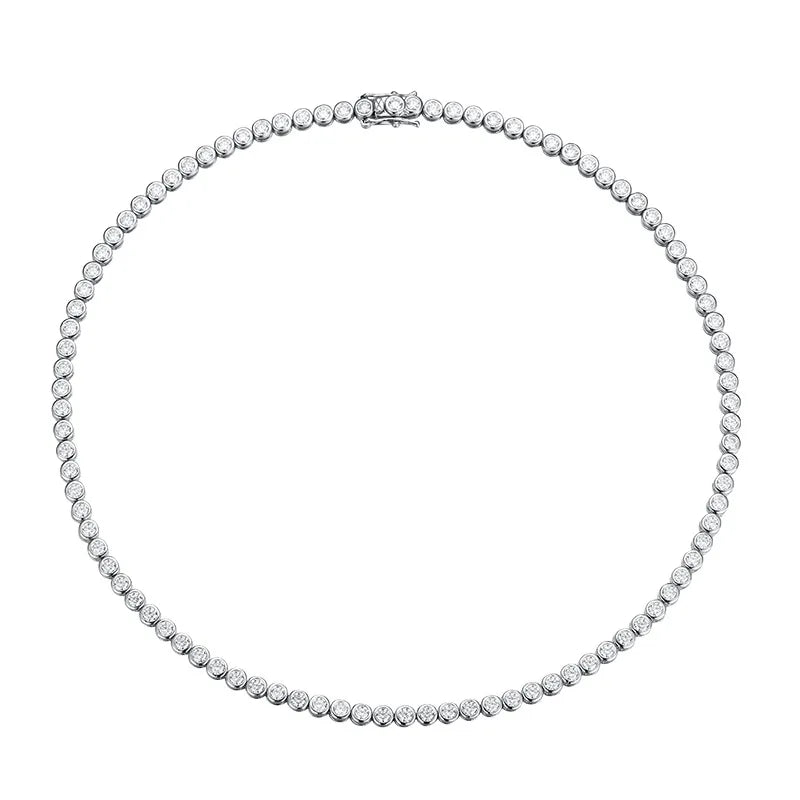 EWYA Luxury Bubble 2/3mm D Color Full Moissanite Tennis Necklace for Women S925 Silver Plated 18K Diamond Neck Chain Necklaces