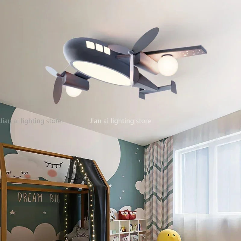 JIANKEXING Bedroom Lights Children's Room Lights Luxury Creative Cartoons Airplanes Chandeliers Modern Minimalist Boys Girls