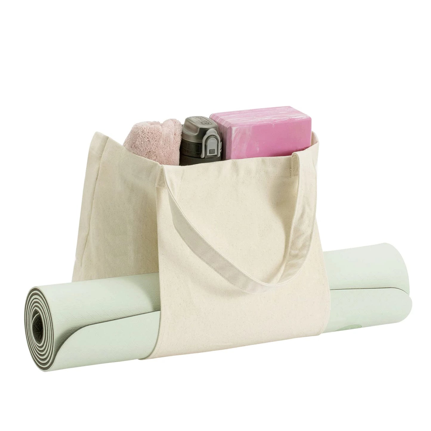 Yoga Mat Bag with Pockets Fits All Size Mats Multi-Functional Storage Pockets Durable Canvas Large Yoga Mat Tote Sling Carrier