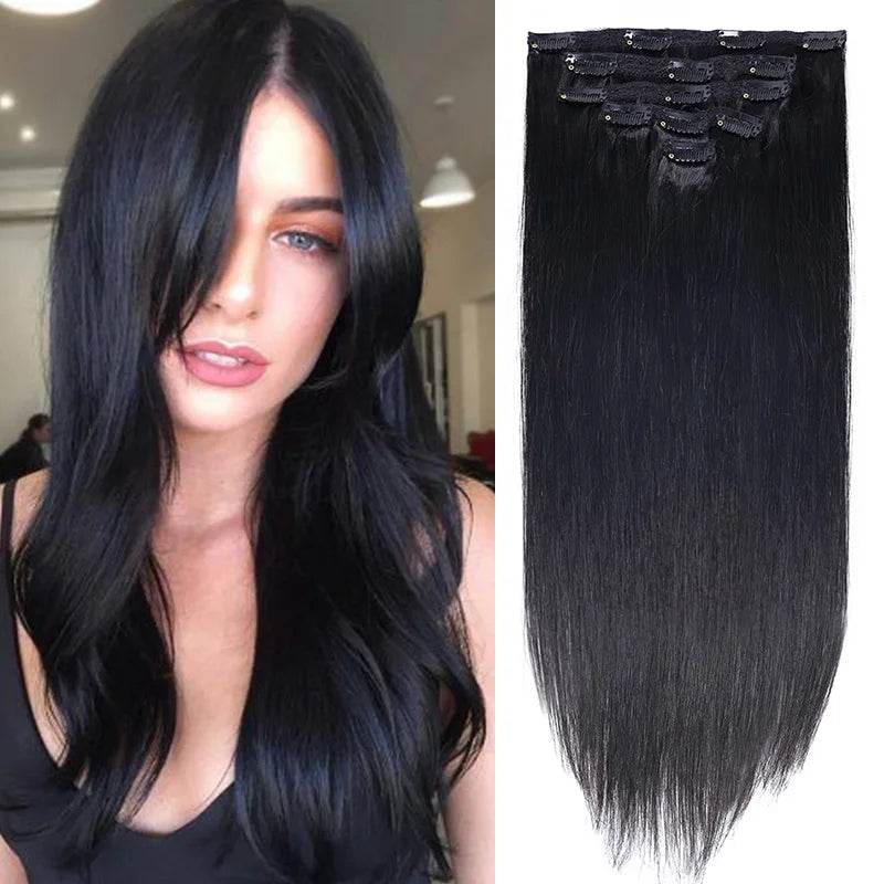 BHF Clip in Hair Extensions Human Hair Straight Remy Hair Natural Black Light Brown Honey Ombre Hair Extensions With Clips 70g - AIAZ