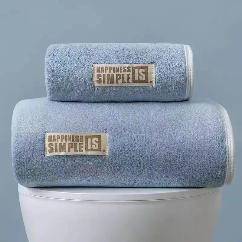 70*140cm high-density thickened coral fleece bath towel and 70*35cm towel, new style, 2-piece set, soft, antibacterial, high-gra