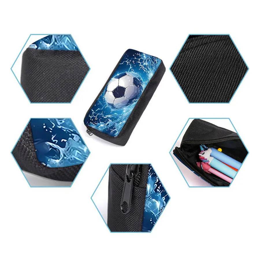New Football Pattern Three Piece Set Backpacks for Boy and Girls Best Gifts 3D Cartoon School Backpack for Children - AIAZ