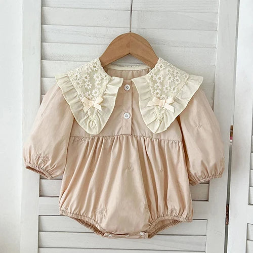 2025 New Spring 0-24M Baby Girl Clothing Infant Baby Girls Jumpsuit Long Sleeved Cotton Embroidery Newborn Baby Girls Bodysuits