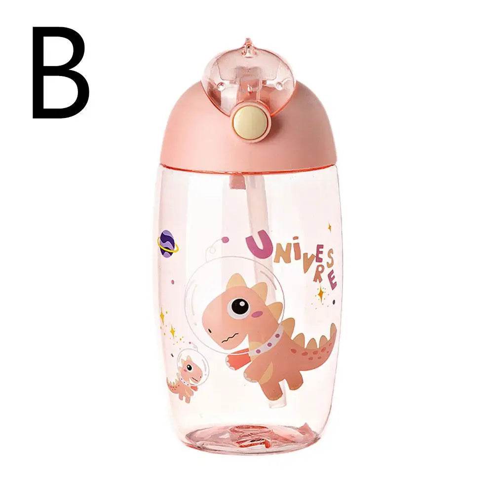 500ml Children's Dinosaur Water Bottle With Silicone Straw Leak Proof Plastic Water Bottle Summer Children's Water Cup - AIAZ