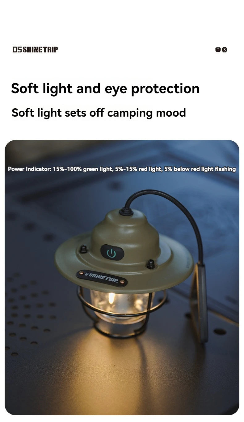 Shine Trip Outdoor Retro Smalldroplight, Campsite Lamp, Atmosphere Lamp, USB Charging Tent Light, LED Camping Hangling Lamp