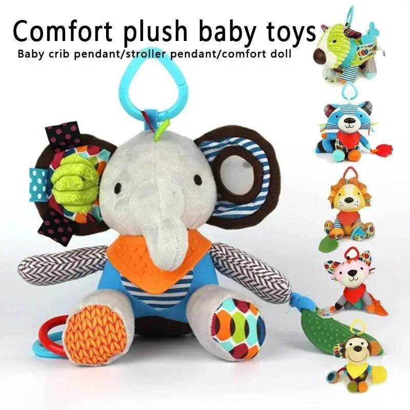 Montessori Baby Toys Kawaii Soft Plush Dolls Animal Strollers Pendant Toys for Newborn Boys Girls Toddler Birthday Gift - AIAZ