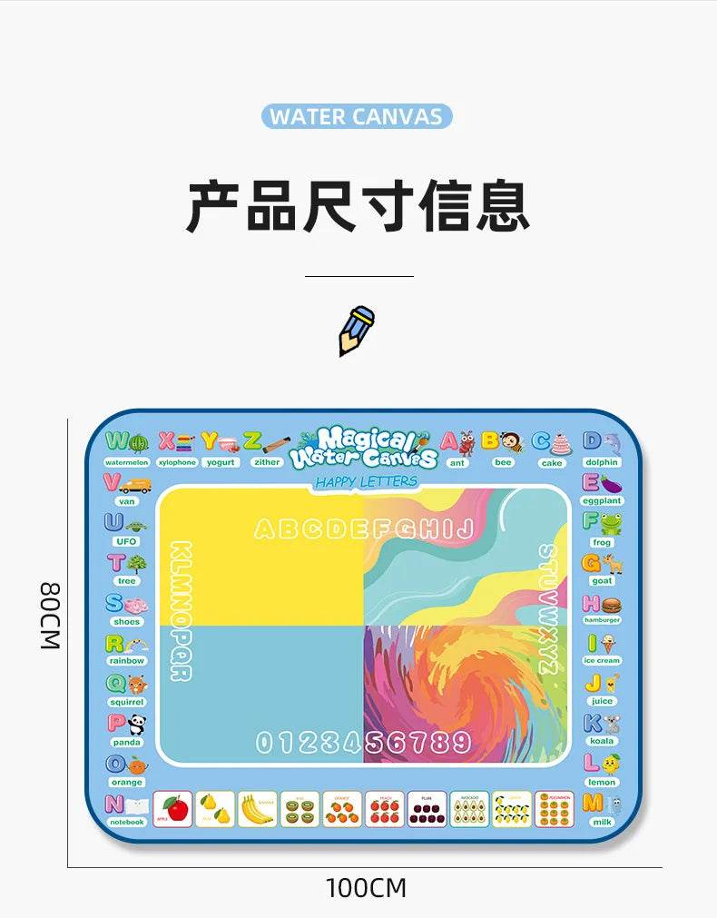 Magic Water Drawing Mat Reusable Doodle Painting Board with Pens Montessori Educational Toys for Kids Halloween Christmas Gift - AIAZ