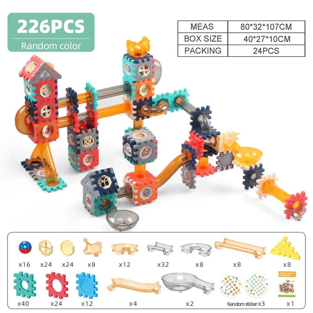 Marble Run Race Track Building Blocks Toys For Kids Labyrint Rolling Ball Funnel Slide Bricks Education Construct Toys Maze STEM - AIAZ