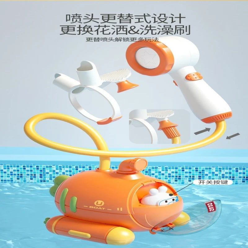 Radish Submarine Shower Baby Bath Toy Infant Play Electric Shower Children Play Water Bath Artifact