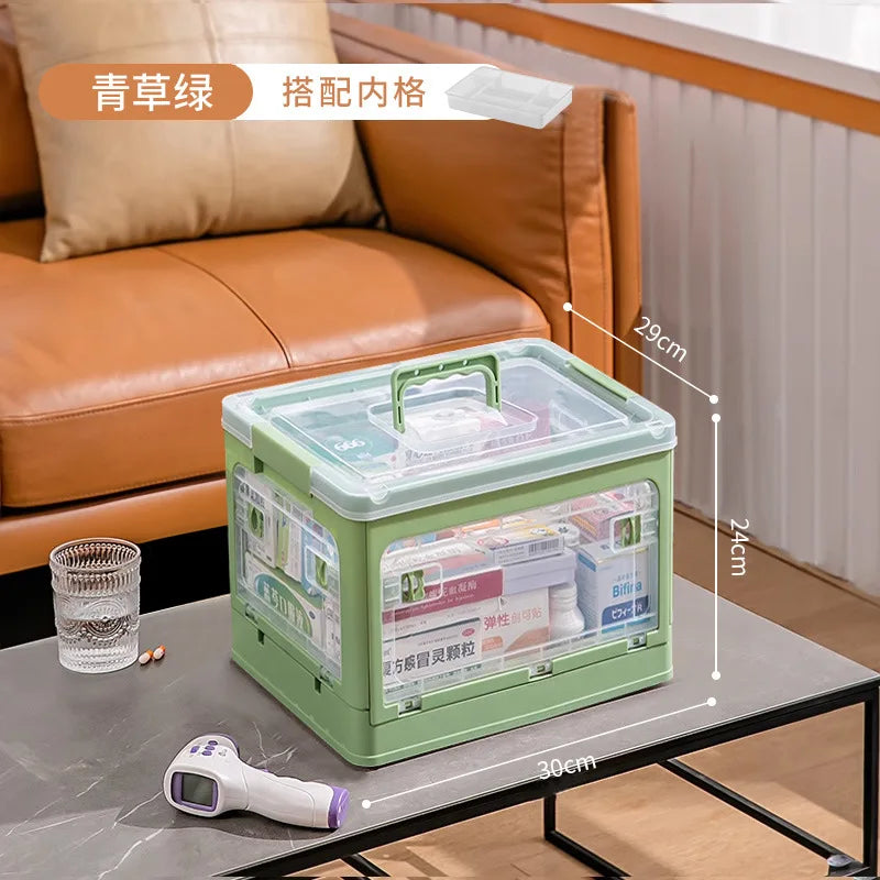 Medicine  Large Capacity Household Storage Box Transparent Emergency Medicine Box Foldable Multi-functional Sorting Box