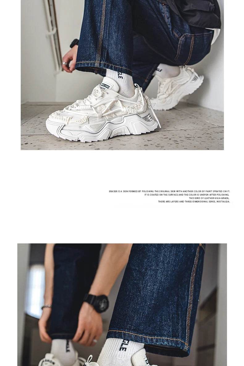 Platform Men Shoes Fashion Clunky Sneakers Men Casual Shoes Breathable Sports Dad Shoes Male Fitness Footwear 2023 - AIAZ