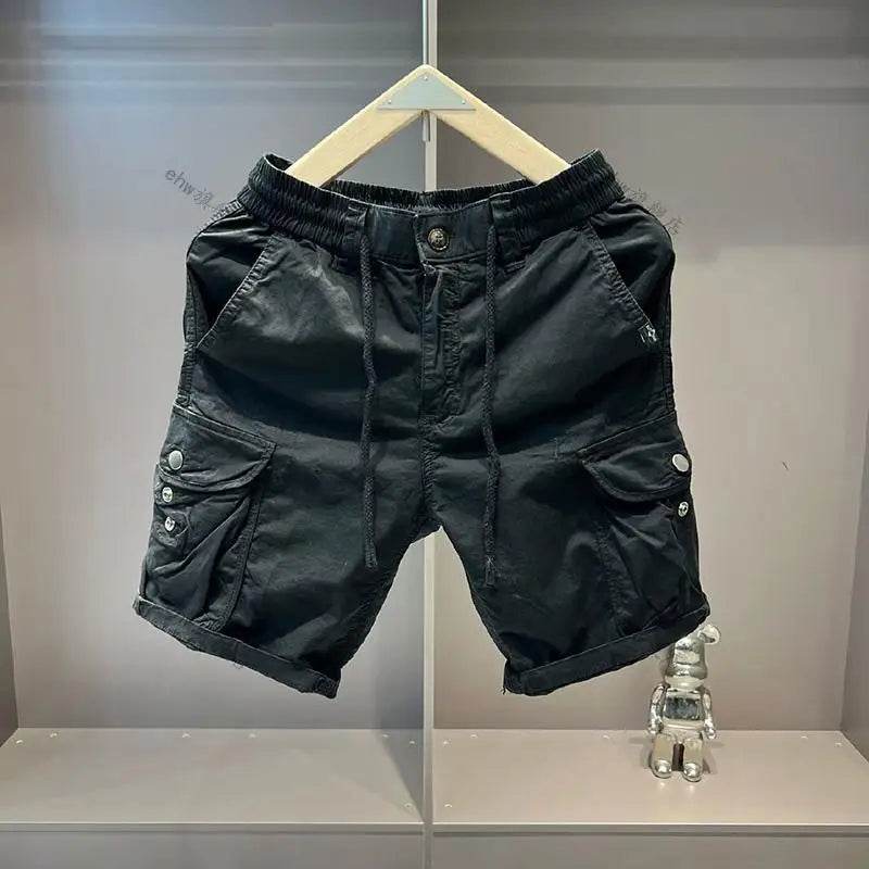 2025 Summer Work Shorts for Men Casual Multi-pocket Loose Elastic Five Points - AIAZ