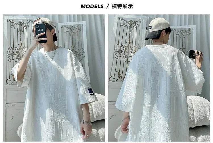 2025 3D Men's new Waffle TZ30 Summer Suit Casual T-shirt + Shorts Suit Men's Tracksuit Solid color tracksuit loose suit - AIAZ