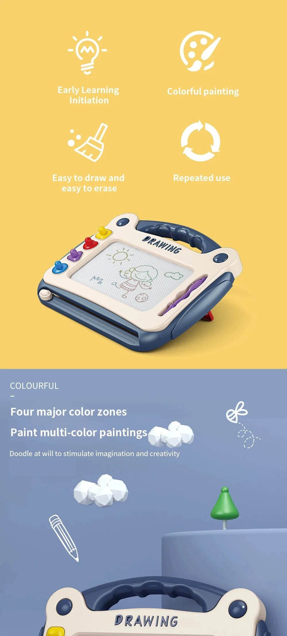 Magnetic Drawing Board Colored Graffiti Magic Eraser Drawing Board Children's Graffiti Board Art Early Education Drawing Toy - AIAZ