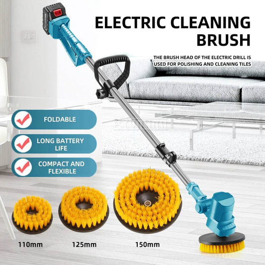 Bathroom Yard Cleaning Polishing Brush Retractable Electric Sweeping Brush Home Garden - AIAZ
