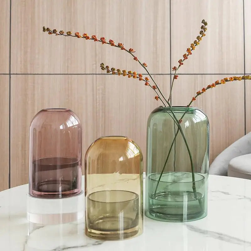 Nordic Sle Simple Design Glass Candlesti Transparent Glass Vase Artistic Flower Arrangement Home Decorations Center Piece