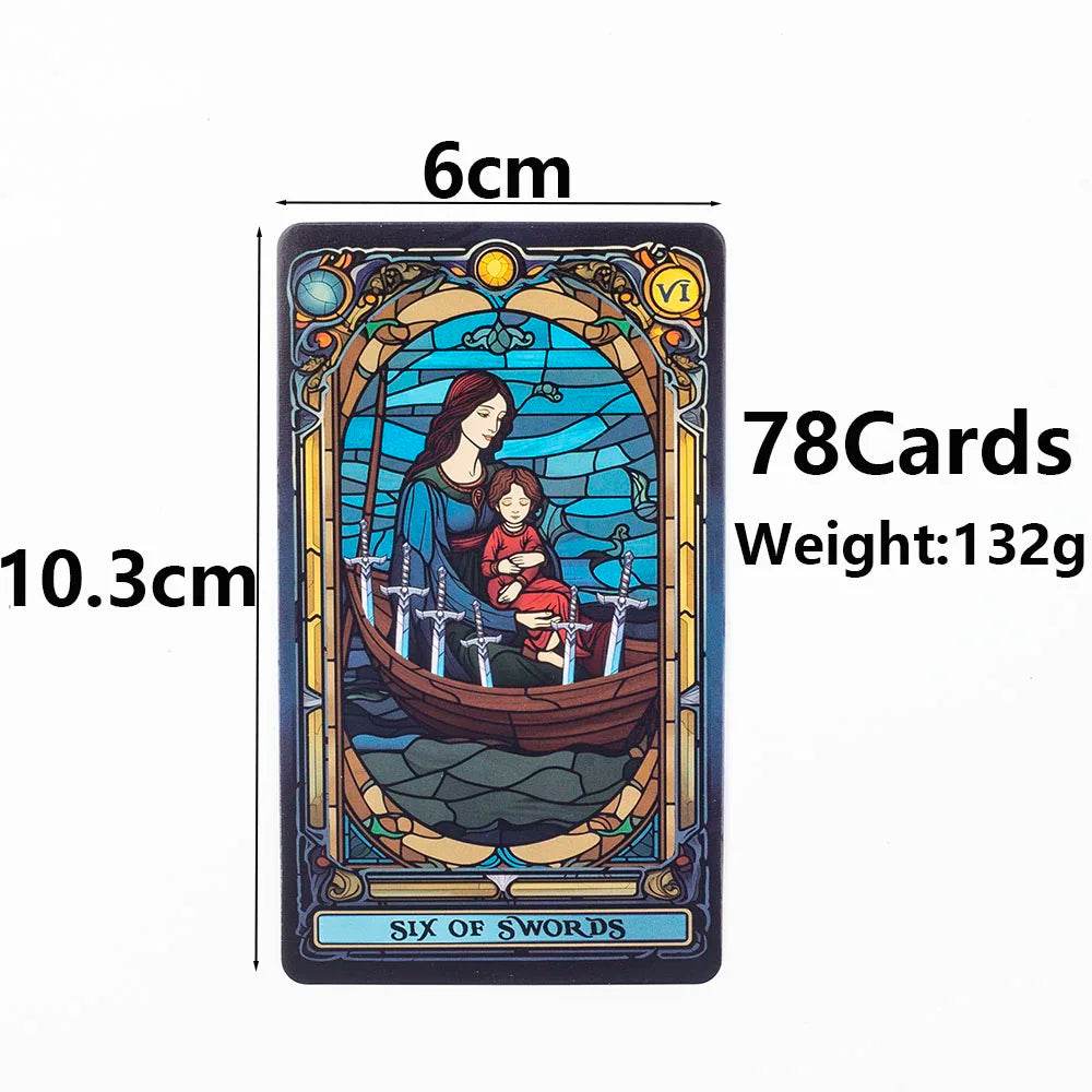 Stained Glass Tarot A 78-Card Deck Leisure Entertainment Game Card Family Gathering Divination Board Playing Games 10.3*6Cm - AIAZ