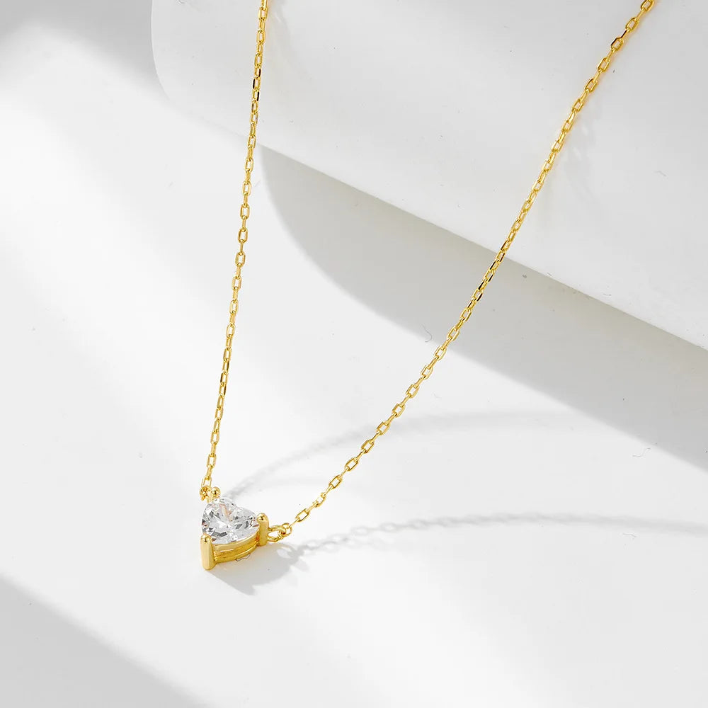 WSHUO 1/2/3ct Heart Cut Moissanite Pendant Necklace S925 Pure Silver Plated 18K Gold Women Necklace jewelry Gift GRA Certified