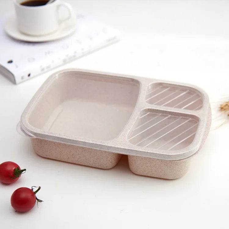Wheat Straw Lunch Box Divided Into Compartments Insulated Lunch Box With Lid Square Lunch Box Portable Lunch Box - AIAZ