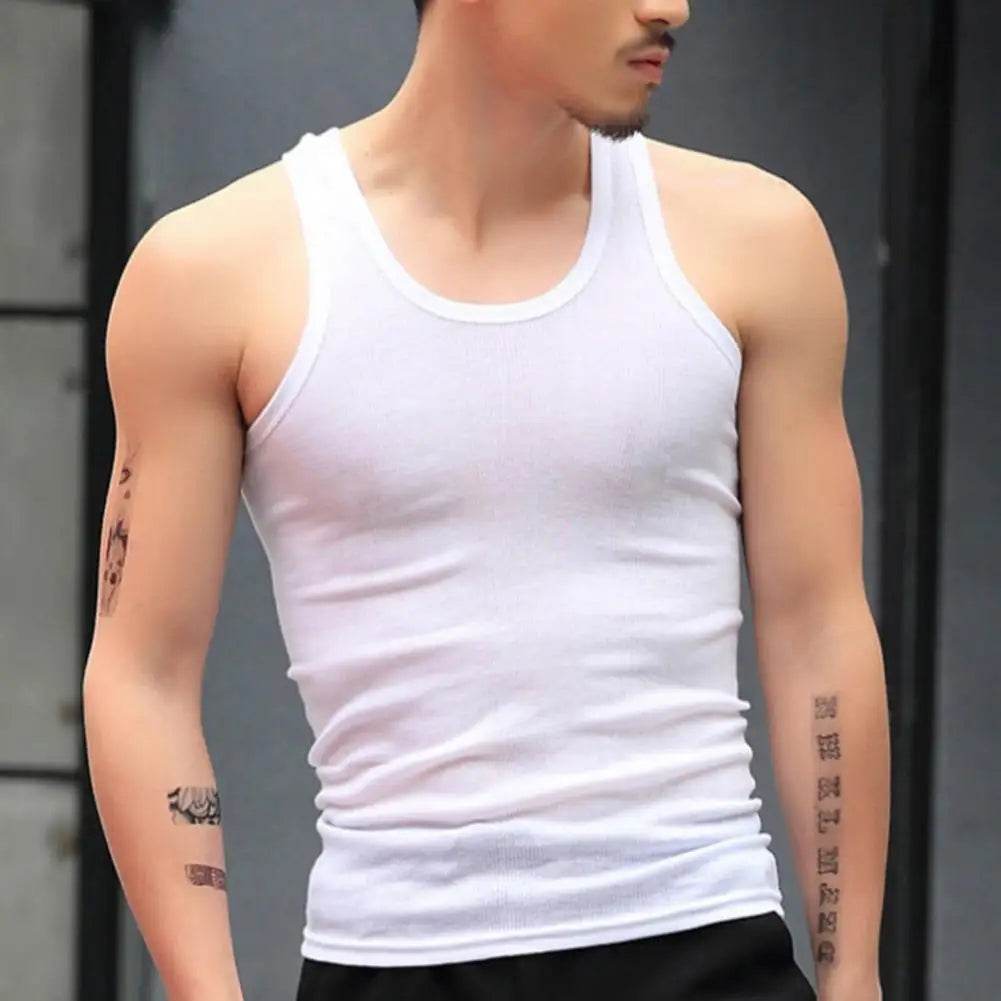 Men's Vest White Black Breathable Quick Drying Elastic Sports Vest Men Sleeveless Undershirt Fitness Training Running Tank Top - AIAZ