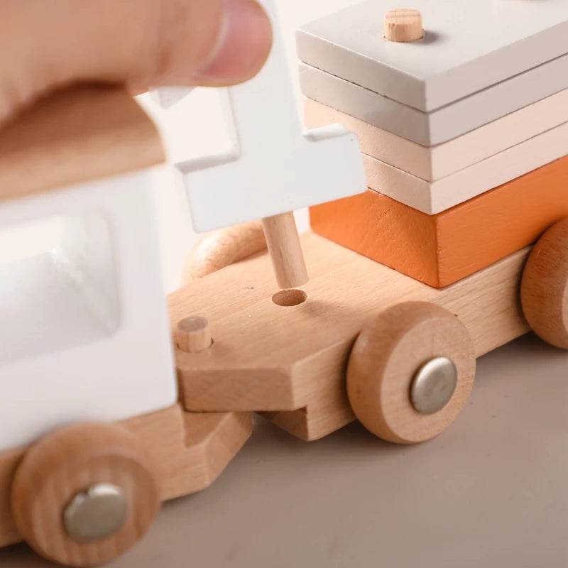 Wooden Train Birthday Toy Montessori Toys Baby Educational Toys Wooden Trolley Baby Learning Toys Number Of Wood Baby's Toys - AIAZ