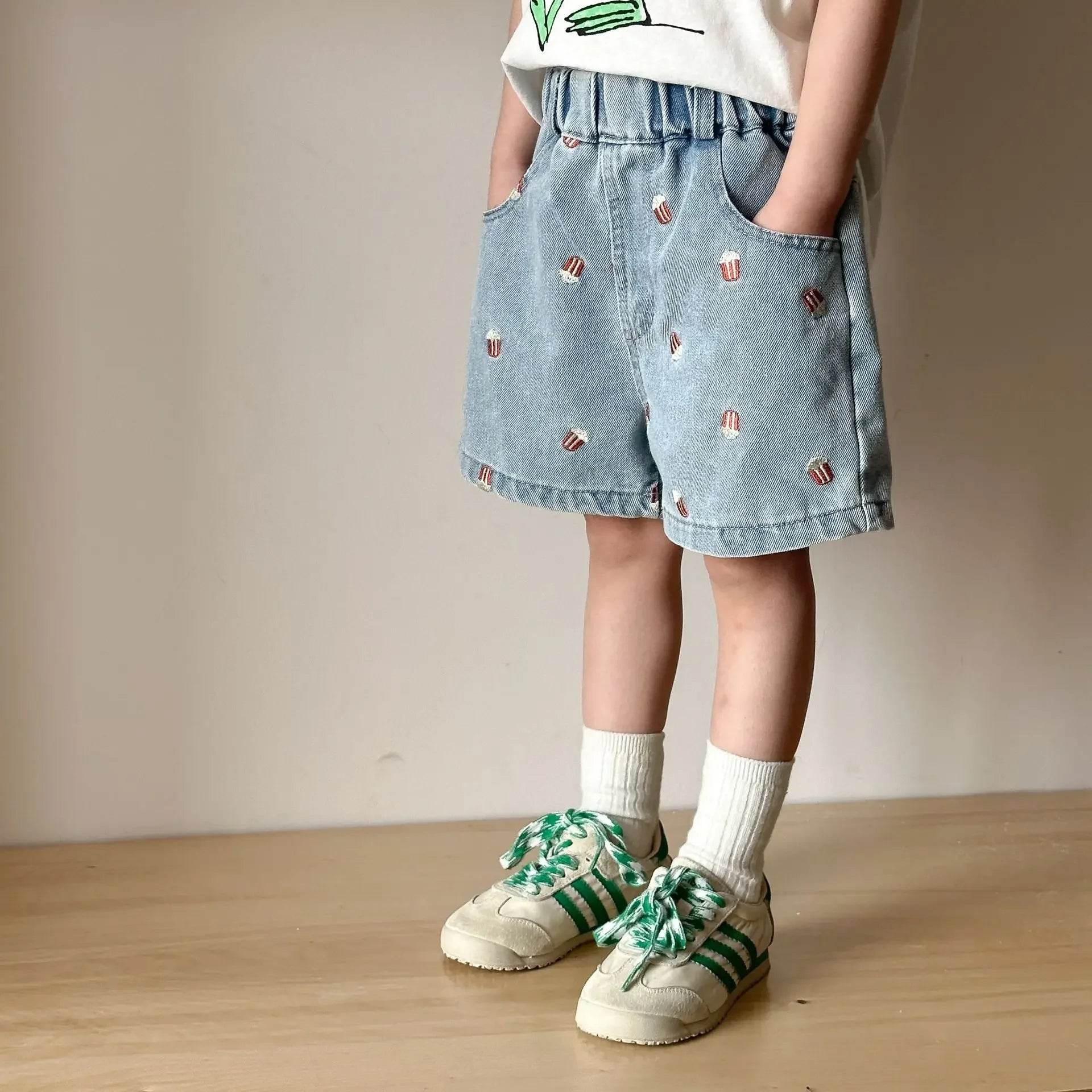 Fashion Cartoob Print Denim Kids Shorts Girls Pants Summer 2025 New Boys Summer Clothes Baby Loose Casual Pants - AIAZ